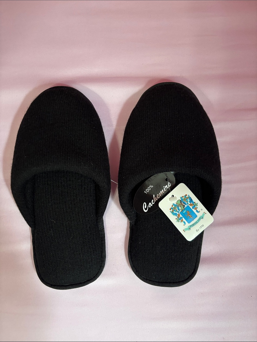 Portolano Black Cashmere Slip-On Slippers